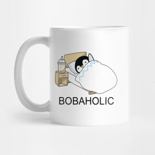 Bobaholic Little Penguin Chilling in Bed with some Boba! Mug